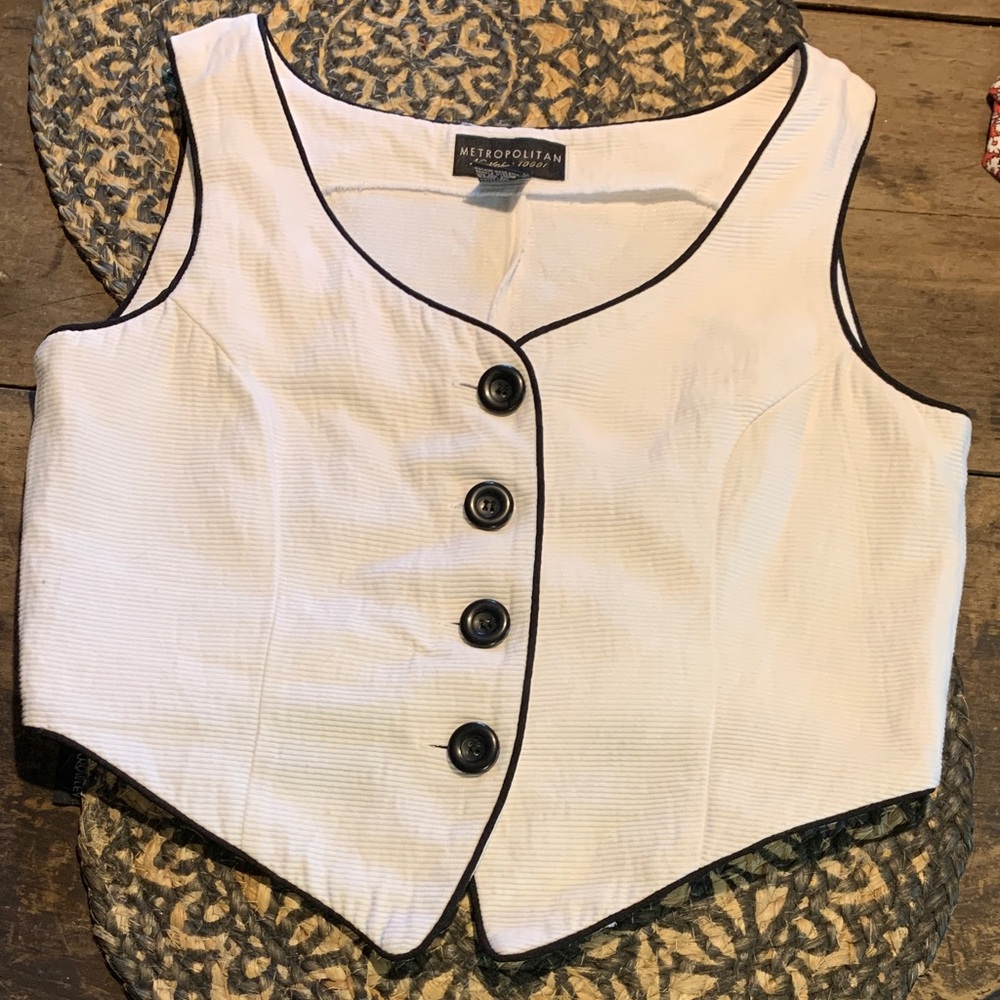 Vintage 80’s White Buttoned Women's Vest Top